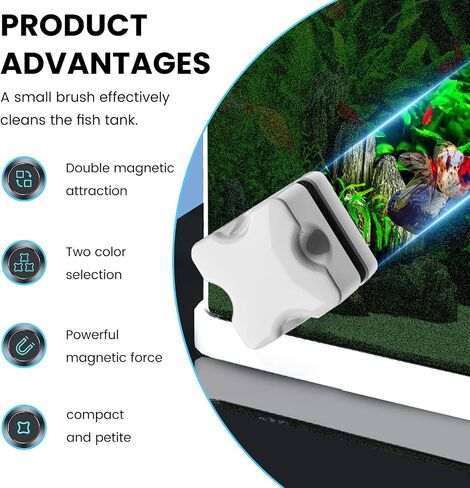 Mini Magnetic Algae Scraper for Fish Tank - 1.18" Dual-Sided Cleaner in White - Used for Glass Aquariums in Saudi Arabia