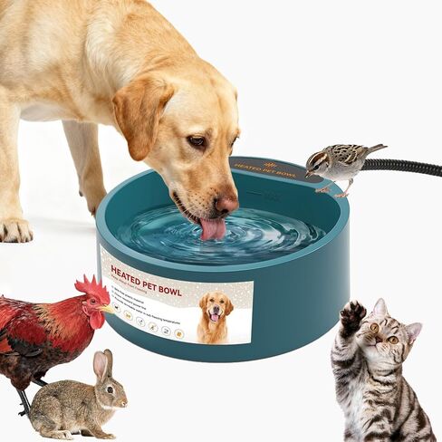 Hanging Heated Water Bowl for Cats/Rabbits/Chicken/Dogs, 34 OZ Thermal-Bowl Heated Small Water Dish for Outdoor Animals Hang on Cage in Saudi Arabia