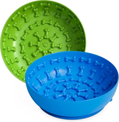 Lick mat for Dog Slow Feeder Bowl Anxiety Boredom Reducer Perfect for Yogurt, Peanut Butter. Wobble Dog Slow Feeder Bowl Easy to Clean - Non Slip Design BPA Free Silicone Licking mat - Blue in Saudi Arabia