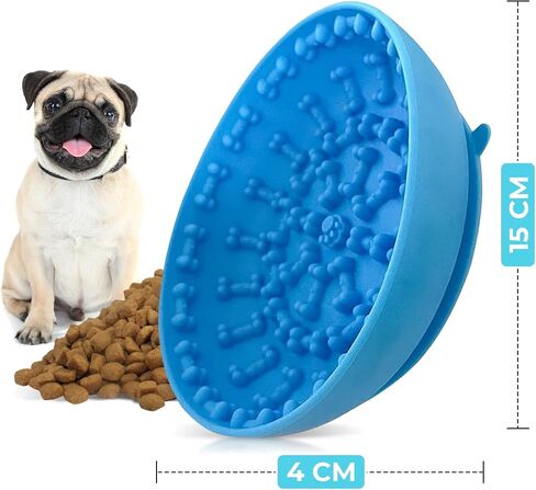 Lick mat for Dog Slow Feeder Bowl Anxiety Boredom Reducer Perfect for Yogurt, Peanut Butter. Wobble Dog Slow Feeder Bowl Easy to Clean - Non Slip Design BPA Free Silicone Licking mat - Blue in Saudi Arabia