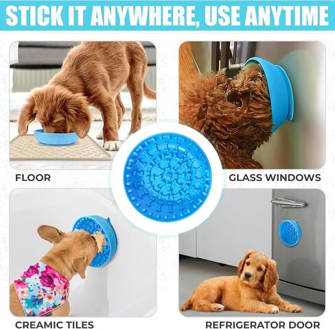 Lick mat for Dog Slow Feeder Bowl Anxiety Boredom Reducer Perfect for Yogurt, Peanut Butter. Wobble Dog Slow Feeder Bowl Easy to Clean - Non Slip Design BPA Free Silicone Licking mat - Blue in Saudi Arabia