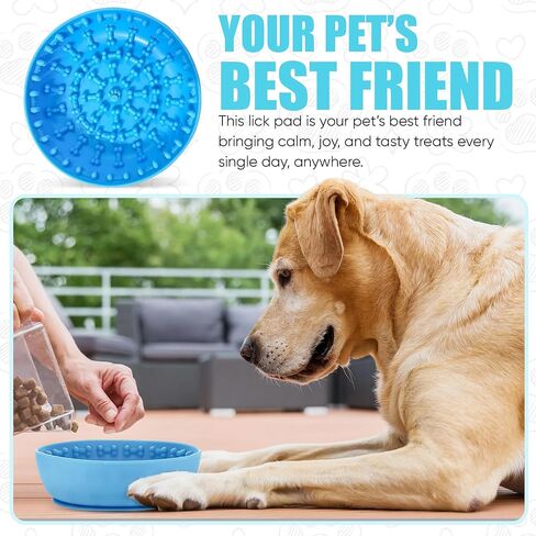 Lick mat for Dog Slow Feeder Bowl Anxiety Boredom Reducer Perfect for Yogurt, Peanut Butter. Wobble Dog Slow Feeder Bowl Easy to Clean - Non Slip Design BPA Free Silicone Licking mat - Blue in Saudi Arabia