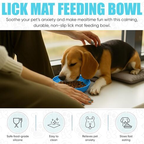 Lick mat for Dog Slow Feeder Bowl Anxiety Boredom Reducer Perfect for Yogurt, Peanut Butter. Wobble Dog Slow Feeder Bowl Easy to Clean - Non Slip Design BPA Free Silicone Licking mat - Blue in Saudi Arabia