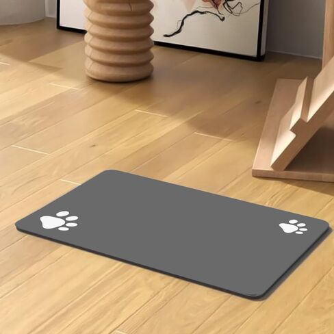 Pet Feeding Mat, Absorbent Pet Placemat for Food and Water Bowl, No Stains Quick Dry Cat Dog Food Bowl Mat, Dog Accessories Pet Supplies-Dog Water Bowl for Messy Drinkers(12"x19", Dark Gray) in Saudi Arabia