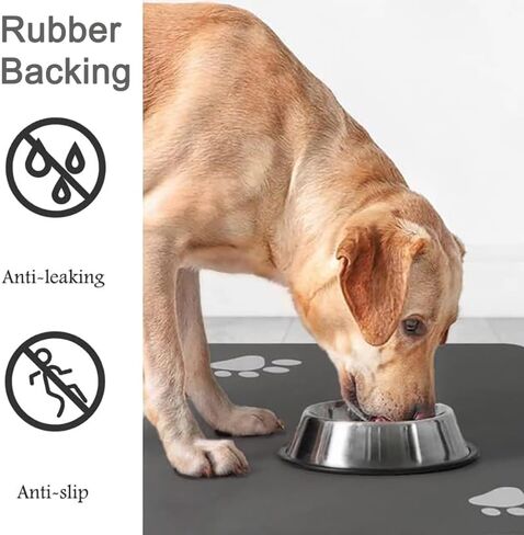 Pet Feeding Mat, Absorbent Pet Placemat for Food and Water Bowl, No Stains Quick Dry Cat Dog Food Bowl Mat, Dog Accessories Pet Supplies-Dog Water Bowl for Messy Drinkers(12"x19", Dark Gray) in Saudi Arabia
