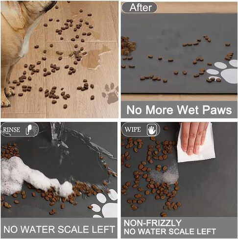 Pet Feeding Mat, Absorbent Pet Placemat for Food and Water Bowl, No Stains Quick Dry Cat Dog Food Bowl Mat, Dog Accessories Pet Supplies-Dog Water Bowl for Messy Drinkers(12"x19", Dark Gray) in Saudi Arabia