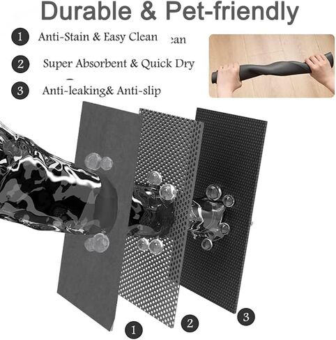 Pet Feeding Mat, Absorbent Pet Placemat for Food and Water Bowl, No Stains Quick Dry Cat Dog Food Bowl Mat, Dog Accessories Pet Supplies-Dog Water Bowl for Messy Drinkers(12"x19", Dark Gray) in Saudi Arabia