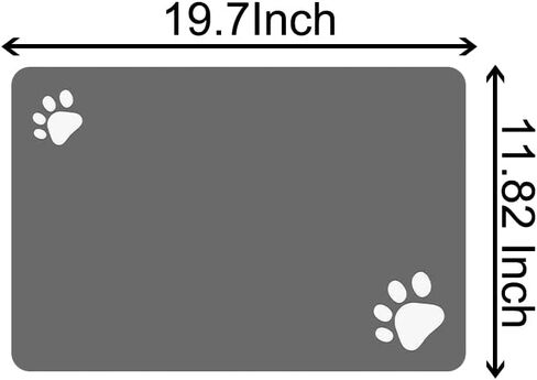 Pet Feeding Mat, Absorbent Pet Placemat for Food and Water Bowl, No Stains Quick Dry Cat Dog Food Bowl Mat, Dog Accessories Pet Supplies-Dog Water Bowl for Messy Drinkers(12"x19", Dark Gray) in Saudi Arabia