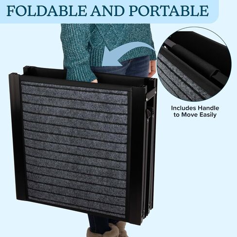 Dog Ramp - 62" x 17.5" Folding Dog Ramp for Car, Truck, SUV, or RV - Portable Ramps for Large Pets with Non-Slip Rug Surface - Pet Travel Accessories by PETMAKER (Black) in Saudi Arabia