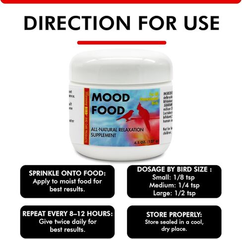 Morning Bird Mood Food 2 oz – Natural Calming Supplement for Birds – Non-Sedating, Unwanted Behavior, Feather Plucking & Aggression – Gentle Stress Relief Achieved with Amino Acids and B-Vitamins in Kuwait