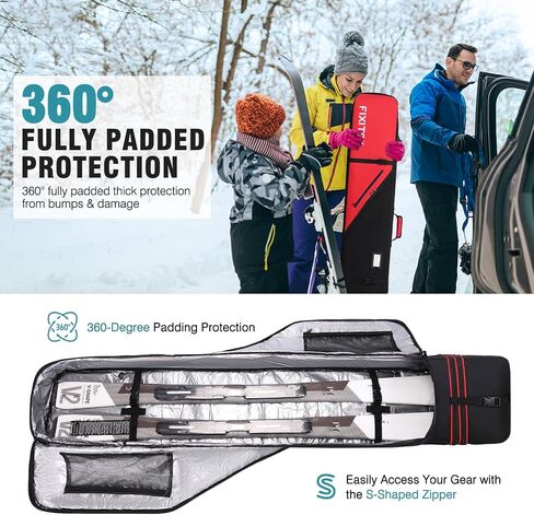 FIXITOK Snowboard & Ski Bag for Air Travel, Waterproof Full Padded Snowboard Bag Fit Board, Boots, Clothes, Helmet and Gear, Adjustable Length Ski Bag(157CM-181CM) in Kuwait
