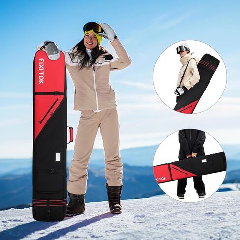 FIXITOK Snowboard & Ski Bag for Air Travel, Waterproof Full Padded Snowboard Bag Fit Board, Boots, Clothes, Helmet and Gear, Adjustable Length Ski Bag(157CM-181CM) in Kuwait