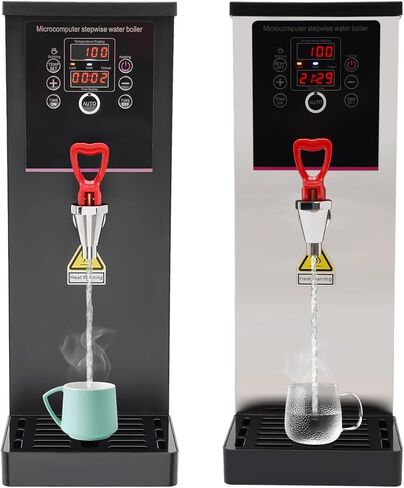 غلاية مياه كهربائية 2.64/3.96/5.28 جالون مع شاشة عرض، موزع مياه ساخن تجاري مع صينية تنقيط، آلة ماء غليان قابلة للتوقيت للمطبخ، المطعم، الفندق، المنزل (فضي، 5.28 جالون) in Kuwait