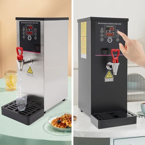 غلاية مياه كهربائية 2.64/3.96/5.28 جالون مع شاشة عرض، موزع مياه ساخن تجاري مع صينية تنقيط، آلة ماء غليان قابلة للتوقيت للمطبخ، المطعم، الفندق، المنزل (فضي، 5.28 جالون) in Kuwait