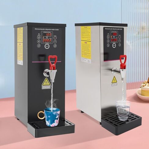 غلاية مياه كهربائية 2.64/3.96/5.28 جالون مع شاشة عرض، موزع مياه ساخن تجاري مع صينية تنقيط، آلة ماء غليان قابلة للتوقيت للمطبخ، المطعم، الفندق، المنزل (فضي، 5.28 جالون) in Kuwait