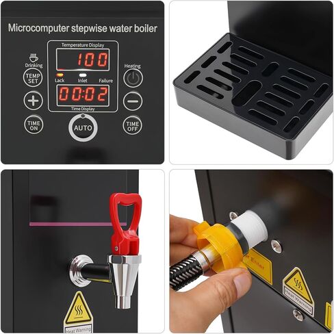 غلاية مياه كهربائية 2.64/3.96/5.28 جالون مع شاشة عرض، موزع مياه ساخن تجاري مع صينية تنقيط، آلة ماء غليان قابلة للتوقيت للمطبخ، المطعم، الفندق، المنزل (فضي، 5.28 جالون) in Kuwait