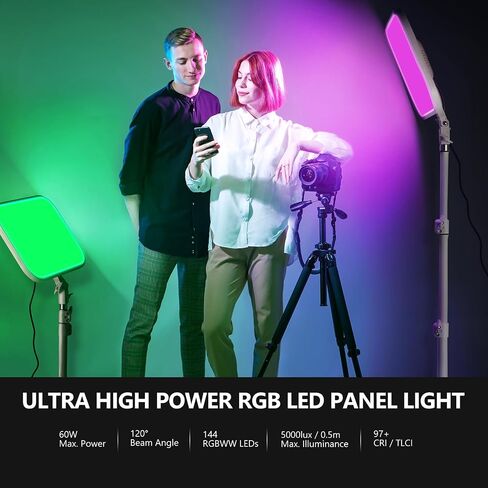 Neewer 18" Led Video Light Panel Lighting Kit with Remote, 2-Pack 45W Dimmable Bi-Color +Light Stand, 3200K–5600K Soft Light CRI 97+ 4800Lux for Game/Live Streaming/YouTube/Photography in Kuwait