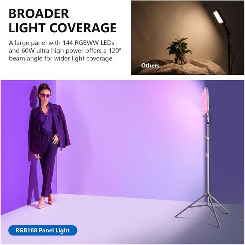Neewer 18" Led Video Light Panel Lighting Kit with Remote, 2-Pack 45W Dimmable Bi-Color +Light Stand, 3200K–5600K Soft Light CRI 97+ 4800Lux for Game/Live Streaming/YouTube/Photography in Kuwait