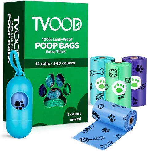 Dog Poop Bags Rolls 420 Counts: TVOOD Extra Thick Poop Bags for Dogs Leak-proof Scented Pet Waste Bags for Doggie Poo - with 2 Dispenser, Green in Saudi Arabia