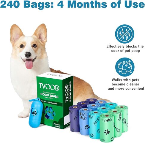 Dog Poop Bags Rolls 420 Counts: TVOOD Extra Thick Poop Bags for Dogs Leak-proof Scented Pet Waste Bags for Doggie Poo - with 2 Dispenser, Green in Saudi Arabia