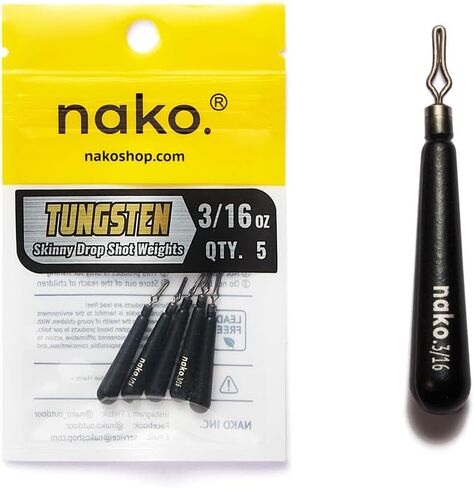 Nako Tungsten Drop Shot Weights, Tungsten Weights, Fishing Weights for Drop Shot rig, 1/32 oz - 1 oz, no chip Black, 5 Pack in Saudi Arabia