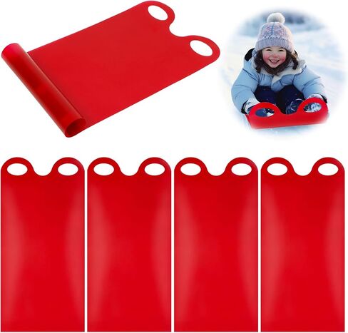 Poen 4 Pcs Lightweight Roll up Snow Sled with Handles Portable Rolling Winter Snow Sled for Kids Durable Plastic Sleds for Sand Dark Blue Utility Sled Sledding Snow Carpet for Beach Snow Grass Sand in Saudi Arabia
