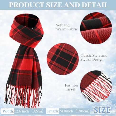 12 Pcs Winter Warmer Set Including Knit Beanie Hat Buffalo Plaid Scarf Touch Screen Gloves for Men Women in Kuwait