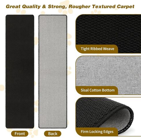 FHTONGE 71x15.8 Thickened Cat Wall Climbing Carpet with 16 Fixed Nails, Extra Large Tall Cat Scratch Pad for Wall, Wall Mounted Climbing Cat Scratcher for Furniture Couch Sofa Protector(Pure Black) in Kuwait