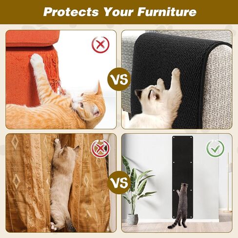 FHTONGE 71x15.8 Thickened Cat Wall Climbing Carpet with 16 Fixed Nails, Extra Large Tall Cat Scratch Pad for Wall, Wall Mounted Climbing Cat Scratcher for Furniture Couch Sofa Protector(Pure Black) in Kuwait