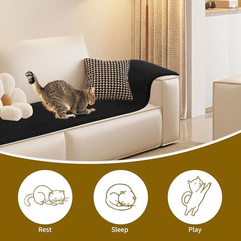 FHTONGE 71x15.8 Thickened Cat Wall Climbing Carpet with 16 Fixed Nails, Extra Large Tall Cat Scratch Pad for Wall, Wall Mounted Climbing Cat Scratcher for Furniture Couch Sofa Protector(Pure Black) in Kuwait