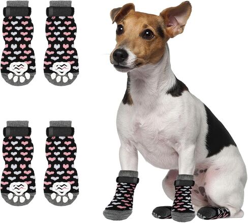 Rypet Anti Slip Dog Socks 2 Pairs - Dog Grip Socks with Straps Traction Control for Indoor on Hardwood Floor Wear, Pet Paw Protector for Small Medium Large Dogs Small in Saudi Arabia