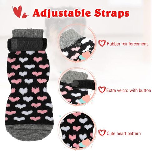 Rypet Anti Slip Dog Socks 2 Pairs - Dog Grip Socks with Straps Traction Control for Indoor on Hardwood Floor Wear, Pet Paw Protector for Small Medium Large Dogs Small in Saudi Arabia