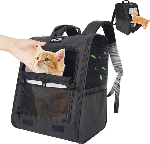 Cat Backpack Carrier with Ventilation Mesh and Safety Leash, Lightweight Dog Travel Backpack with Pockets, Reflective Strip, and Removable Mat,Hiking and Outdoor Use,Blue in Kuwait