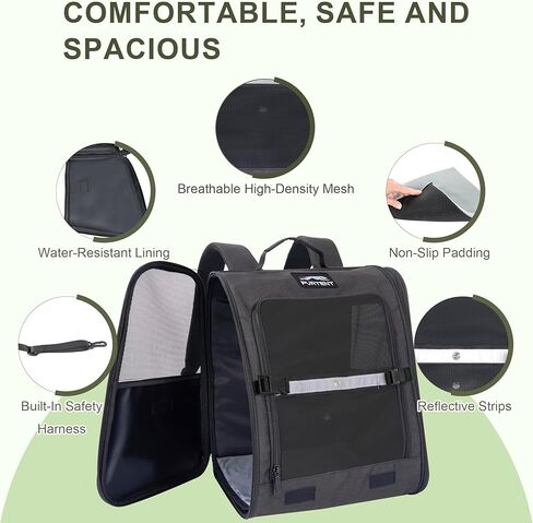 Cat Backpack Carrier with Ventilation Mesh and Safety Leash, Lightweight Dog Travel Backpack with Pockets, Reflective Strip, and Removable Mat,Hiking and Outdoor Use,Blue in Kuwait