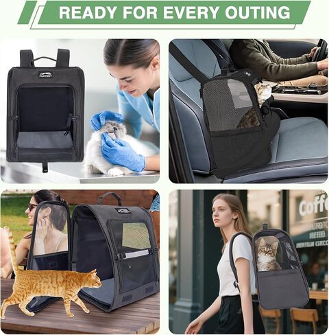 Cat Backpack Carrier with Ventilation Mesh and Safety Leash, Lightweight Dog Travel Backpack with Pockets, Reflective Strip, and Removable Mat,Hiking and Outdoor Use,Blue in Kuwait