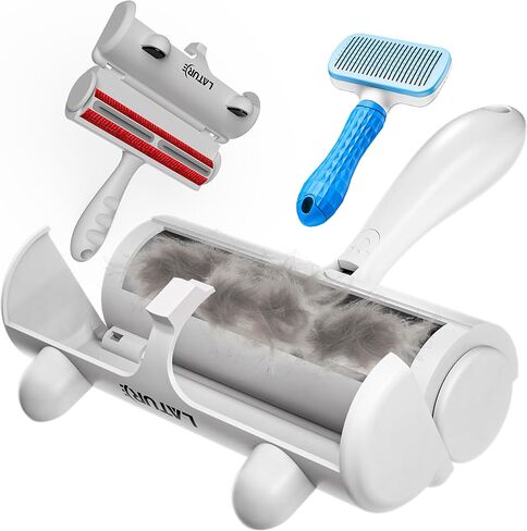 Pet Hair Remover Roller & Self-Cleaning Grooming Brush (2-in-1), Reusable Fur Tool for Dogs Cats Shedding, No Sticky Sheets for Pet Hair Removal on Furniture, Couch, Carpet, Bedding, Car Seats in Saudi Arabia