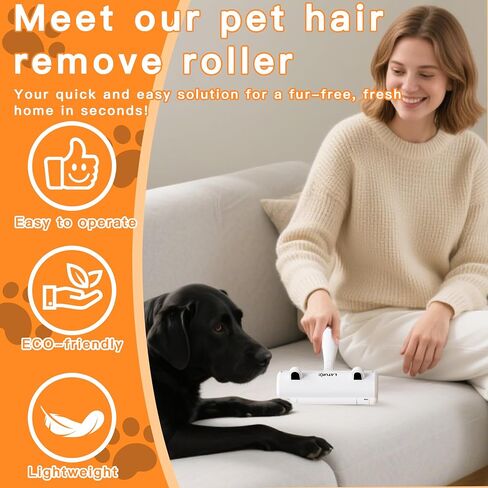 Pet Hair Remover Roller & Self-Cleaning Grooming Brush (2-in-1), Reusable Fur Tool for Dogs Cats Shedding, No Sticky Sheets for Pet Hair Removal on Furniture, Couch, Carpet, Bedding, Car Seats in Saudi Arabia