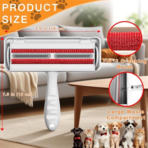 Pet Hair Remover Roller & Self-Cleaning Grooming Brush (2-in-1), Reusable Fur Tool for Dogs Cats Shedding, No Sticky Sheets for Pet Hair Removal on Furniture, Couch, Carpet, Bedding, Car Seats in Saudi Arabia