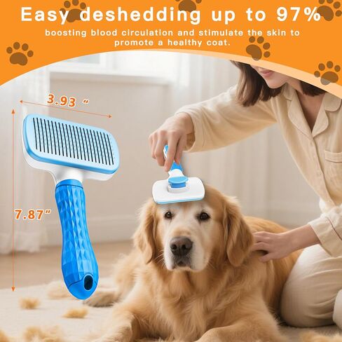 Pet Hair Remover Roller & Self-Cleaning Grooming Brush (2-in-1), Reusable Fur Tool for Dogs Cats Shedding, No Sticky Sheets for Pet Hair Removal on Furniture, Couch, Carpet, Bedding, Car Seats in Saudi Arabia