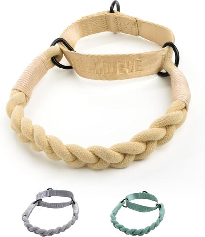 2025 New Edition, Fei & Eve Hand-Braided SP Cotton Collar | No-Pull Martingale Design | Gentle on Neck | Heavy-Duty Training No Buckle | Small (Champagne) in Saudi Arabia