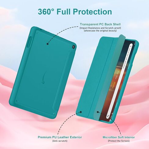 Amazon Fire HD 8 Tablet Case All -New Fire HD 8 (12/10th Gen ، 2024/2022/2020 الإصدار) ، علبة غطاء خلفي من Sanyetral Pu Pu Trifold Cover مع Wake/Sleep Nokia Tcl -Hibiscus in Saudi Arabia