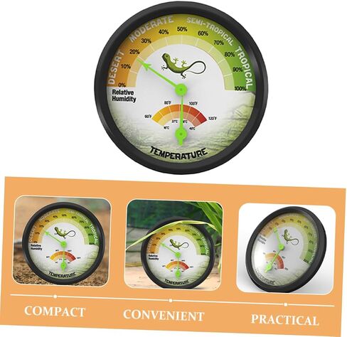 High Precision Reptile Thermometer Hygrometer with Back Sticker Reusable Mechanical Temperature and Humidity Gauge for Terrarium Vivarium Brooder Easy to Install and Design in Saudi Arabia