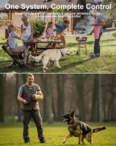 Wireless Dog Fence System - 2-in-1 Pet Containment & Training Collar with Accurate Boundary Control, IPX6 Waterproof and Rechargeable, for Large & Medium 1 Dogs Black in Saudi Arabia
