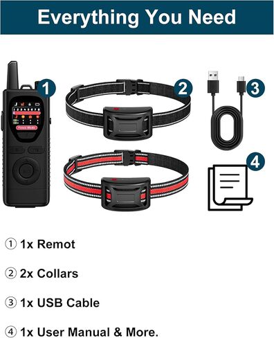 Wireless Dog Fence System - 2-in-1 Pet Containment & Training Collar with Accurate Boundary Control, IPX6 Waterproof and Rechargeable, for Large & Medium 1 Dogs Black in Saudi Arabia