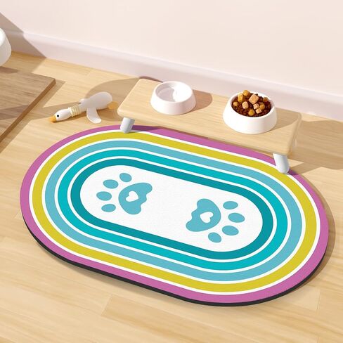 Pet Feeding Mat – 20''x12'' Absorbent Dog Food Mat, Pet Water Mats Protect Floor, No Stains Quick Dry Water Bowl Mats, Non-Slip Rubber Base Pets Placemats for Food, Beige in Saudi Arabia