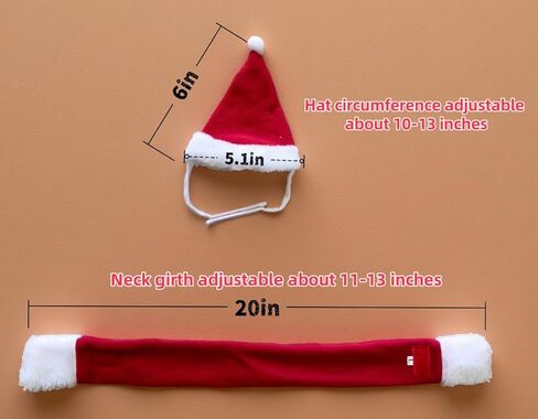 Cat Christmas Costume Santa Hat with Scarf &Small Dogs - Funny Santa Hat and Scarf Outfit for Holiday Photos, Dress Up&Parties Adjustable Cat Christmas Clothes & Accessories for Pet Lovers in Kuwait