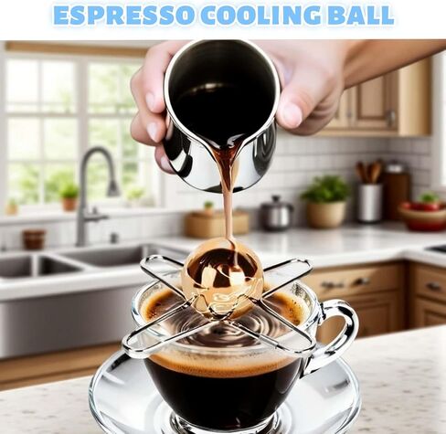 Espresso Cooling Ball, Stainless Steel Espresso Ball Chiller with Stand,Rapid Frozen Espresso Ball for Espresso Coffee Beverages Lovers (2, Silver) in Saudi Arabia