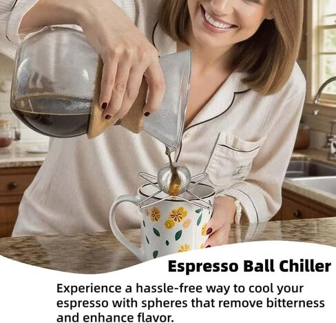Espresso Cooling Ball, Stainless Steel Espresso Ball Chiller with Stand,Rapid Frozen Espresso Ball for Espresso Coffee Beverages Lovers (2, Silver) in Saudi Arabia