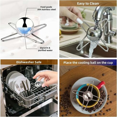 Espresso Cooling Ball, Stainless Steel Espresso Ball Chiller with Stand,Rapid Frozen Espresso Ball for Espresso Coffee Beverages Lovers (2, Silver) in Saudi Arabia