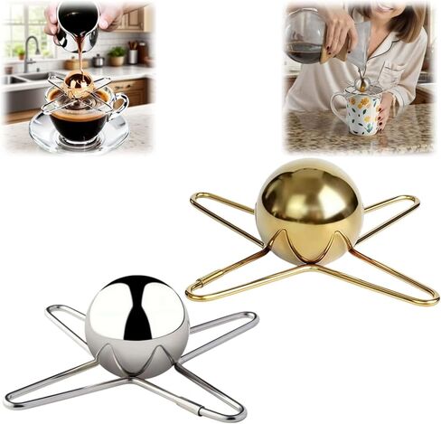 Espresso Cooling Ball, Stainless Steel Espresso Ball Chiller with Stand,Rapid Frozen Espresso Ball for Espresso Coffee Beverages Lovers (2, Silver) in Saudi Arabia